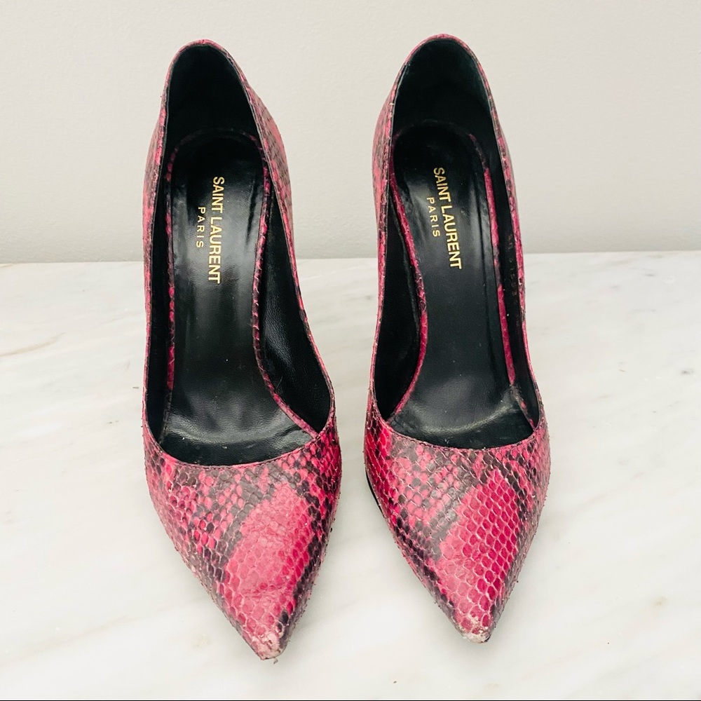 Saint Laurent Zoe Snake Skin Pumps